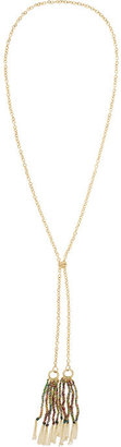 Carolina Bucci Rain Lucky 18-karat gold and silk necklace
