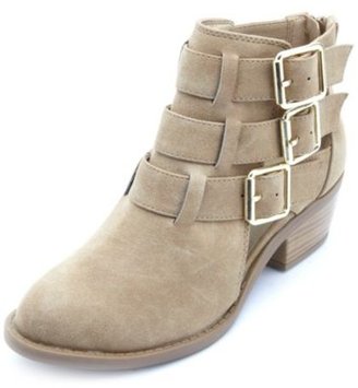 Charlotte Russe Triple Belted Cut-Out Ankle Boots