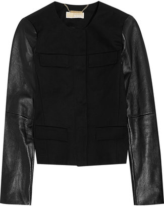 MICHAEL Michael Kors Leather-paneled stretch-cotton jacket