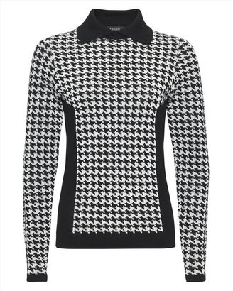 Jaeger Houndstooth Collared Sweater