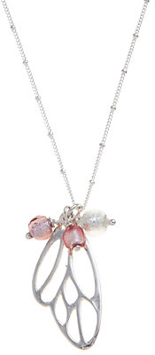 Murano Martick Butterfly Style Pendant Necklace, Pink