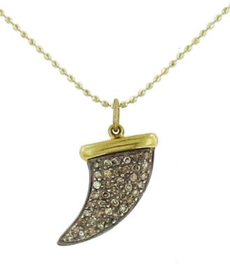 Sydney Evan Medium Diamond Horn Necklace in Blackened and Yellow Gold