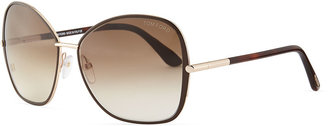 Tom Ford Solange Metal Square Sunglasses, Dark Brown
