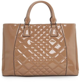 MANGO Quilted patent tote bag