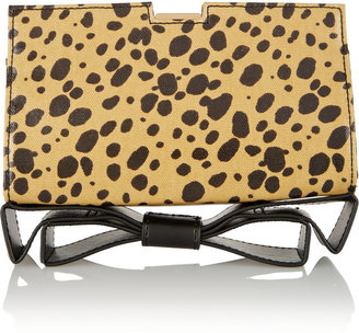 Zac Posen ZAC MIlla bow-embellished leopard-print faux leather clutch