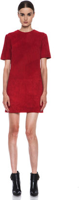 Jenni Kayne Suede Shirt Dress in Scarlet