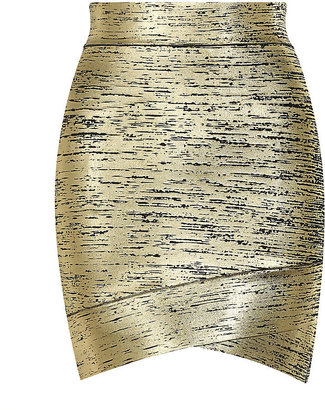 BCBGMAXAZRIA Metallic Bandage Mini Skirt