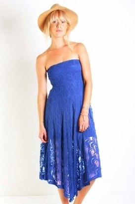 Nightcap Clothing Victorian Lace Tube Dress in Blue Violet