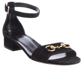Gucci black suede horsebit detail anklestrap sandals