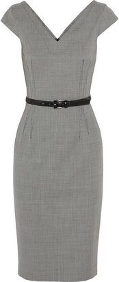 Michael Kors Belted houndstooth stretch-wool dress