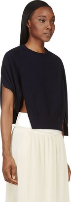 J.W.Anderson Navy Ribbed Open-Sleeve Sweater