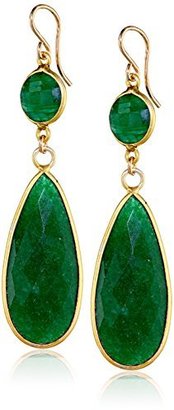 Nashelle Gold-Filled Emerald Long Double-Drop Earrings
