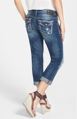 Silver Jeans Co. 'Aiko' Curvy Fit Distressed Capri Jeans (Indigo)