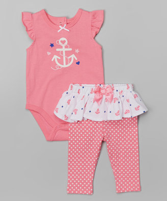 Vitamins Baby Pink Anchor Bodysuit & Skirted Leggings
