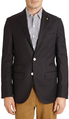 VICOMTE A - Wool Navy Jacket Grey Elbow Patches