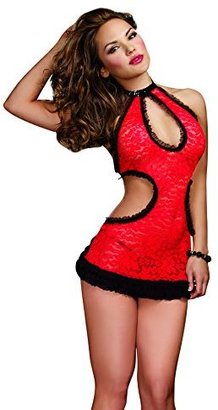 Dreamgirl Women's Risque Ruffles Apron Chemise and G-String 2 Piece Set