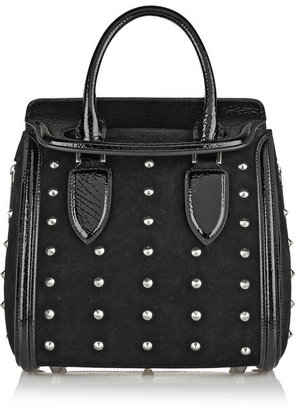 Alexander McQueen The Heroine small studded suede and patent-leather shoulder bag