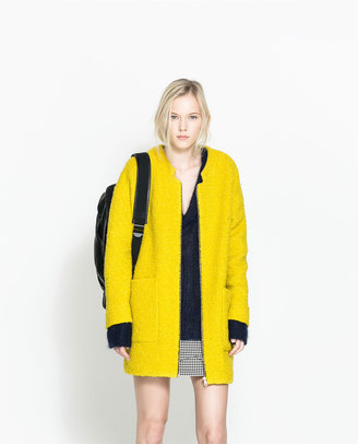 Zara 29489 Wool Coat With Center Zip