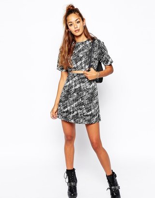 Motel Dress With Cut Out In Sketch Print