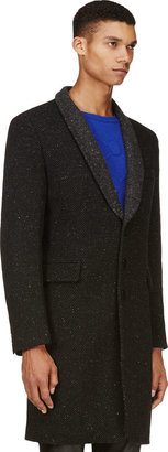 Ann Demeulemeester Black Contrast Lapel Tweed Coat