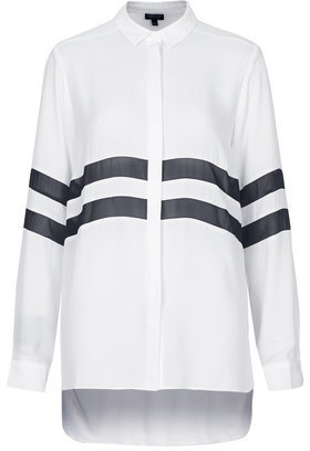 Topshop Womens Sheer Stripe Panel Shirt - White
