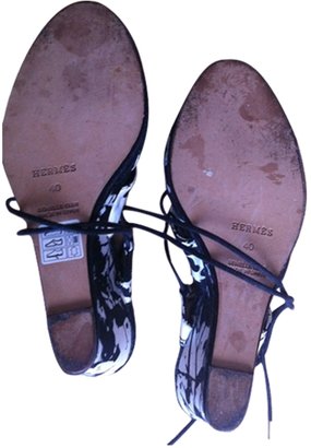 Hermes Black Cloth Sandals
