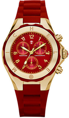 Michele Tahitian Jelly Bean Goldtone Stainless Steel, Enamel & Silicone Chronograph Bracelet Watch/Red