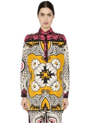 Valentino Blossom Printed Silk Shantung Shirt