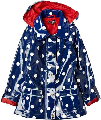 Yumi Girls Girl`s Hooded Polka Dot Rain Coat