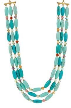 Lauren Ralph Lauren Three-Row Turquoise Beaded Necklace