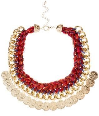New Look Multicoloured Plaited Coin Necklace