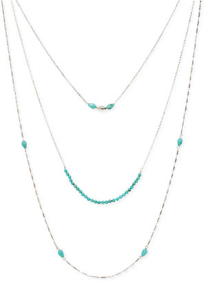 Lucky Brand Silver-Tone Triple Layer Beaded Necklace
