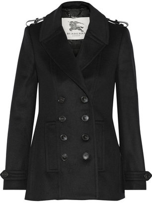 Burberry Leather-trimmed wool and cashmere-blend coat