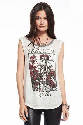 Chaser LA Box of Roses Grateful Dead Shirttail Muscle Tee in White