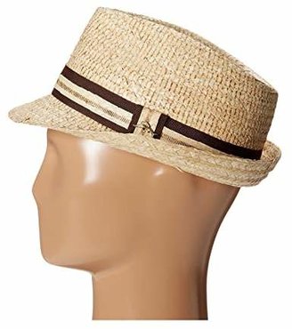 Tommy Bahama Buri Straw Fedora with Contrast Trim (Natural) Traditional Hats