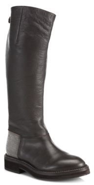 Brunello Cucinelli Monili Beaded Leather Knee-High Riding Boots