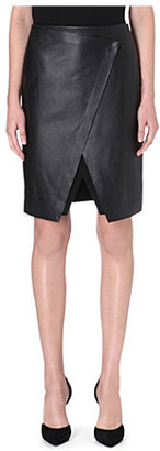 Theory Easeful leather and jersey skirt
