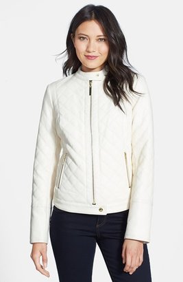 Kensie Diamond Quilted Faux Leather Moto Jacket (Online Only)