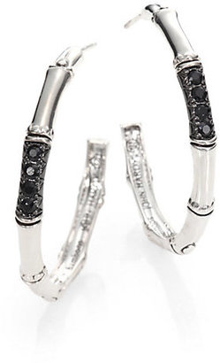 John Hardy Bamboo Black Sapphire & Sterling Silver Lava Hoop Earrings/2"