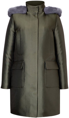 Valentino Scuba Coat with Mink Trimmed Hood
