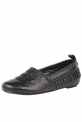 House Of Harlow Shoes Kye Whipstitched Flat in Black Croco