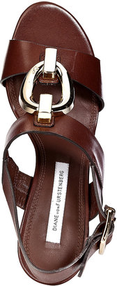 Diane von Furstenberg Leather Sandals with Embellished Front
