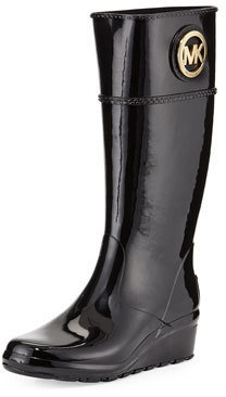 MICHAEL Michael Kors Stockard Rubber Wedge Rain Boot, Black