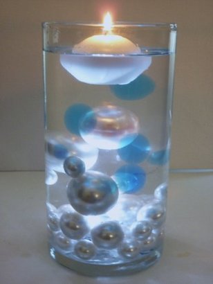 Wholesale Unique Transparent Water Gels Packet with Blue Water Gels Color Accents Vase Fillers..... (The White Pearl Beads are Sold Separately)...