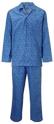 John Lewis 7733 John Lewis Cotton Savile Row Floral Archive Pyjamas, Blue