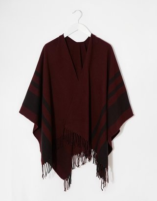 ASOS COLLECTION Burgundy Cape With Black Stripe