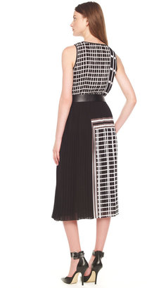 Michael Kors Mixed-Print Pleated Dress