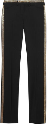 Roberto Cavalli Embellished stretch-wool straight-leg pants