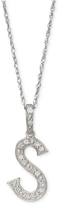 Macy's MACYS 14k White Gold Necklace, Diamond Accent Letter S
