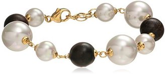 Majorica Pearl and Wood Bead Bracelet